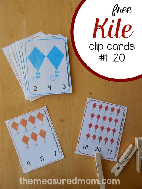 Kite Printable Count And Clip Cards 1 20 The Measured Mom