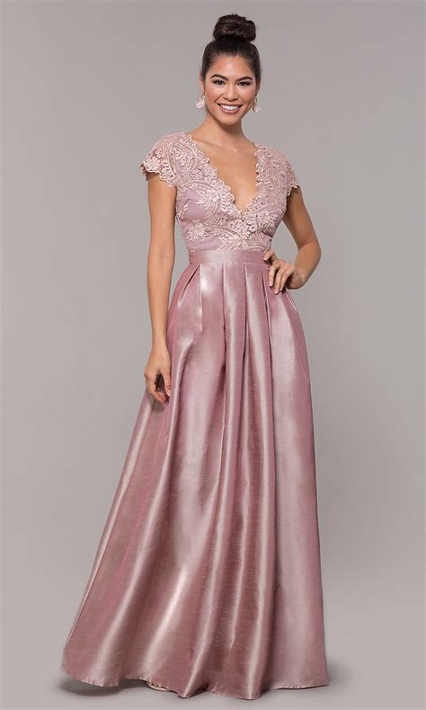 Pink Long Prom Dress With Embroidered Bodice Promgirl