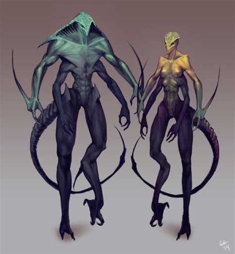 Alien Race Concept By Gcrev Alien Concept Art Monster Concept Art