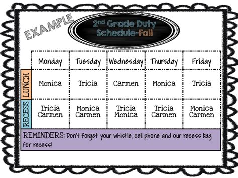 Mrs Megowns Second Grade Safari Editable Lunch And Recess Duty