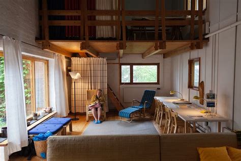 The interior of the house holds a raised loft area which was to function as a painting studio. muuratsalo - experimental house 13 | House, Alvar aalto and Interiors