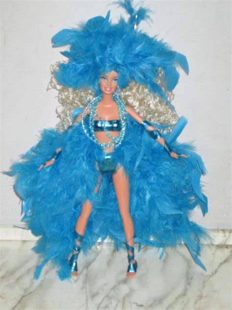 Ooak Turquoise Feathers Mardi Gras Las Vegas Showgirl Barbie Custom