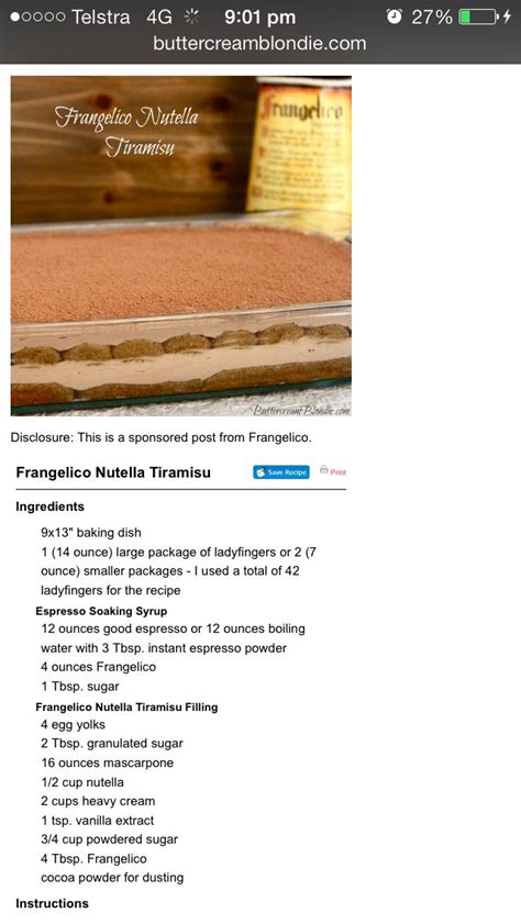 Frangelico And Nutella Tiramisu Frangelico X Baking Dish Nutella