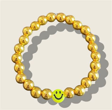 Gold Smiley Face Bracelet Etsy