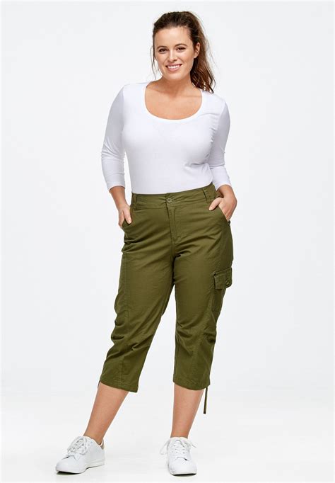 Cargo Capris By Ellos® Plus Size Shorts And Capris Woman Within