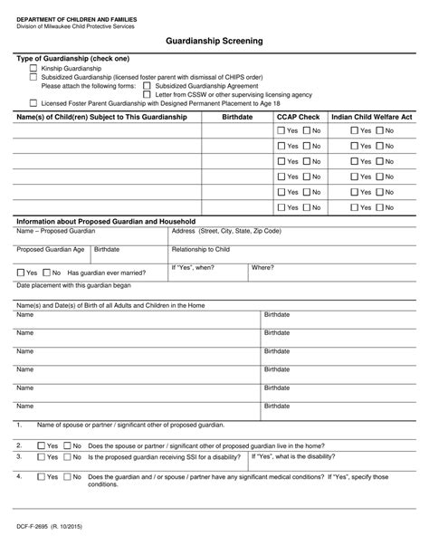 Form Dcf F 2695 Fill Out Sign Online And Download Printable Pdf