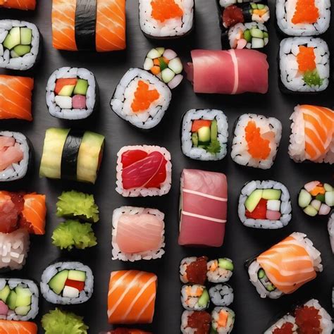 Premium AI Image Set Of Sushi And Maki Roll