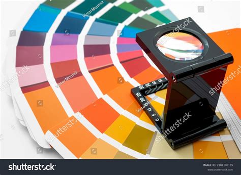 Printing Loupe Used Examine Colour Chart Stock Photo 2181100185