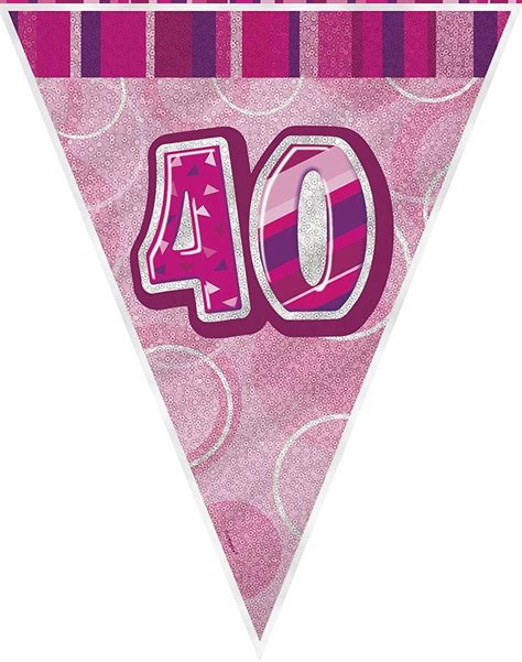 Pink Age 40 Happy 40th Birthday Party Decoration Female Celebration Ebay