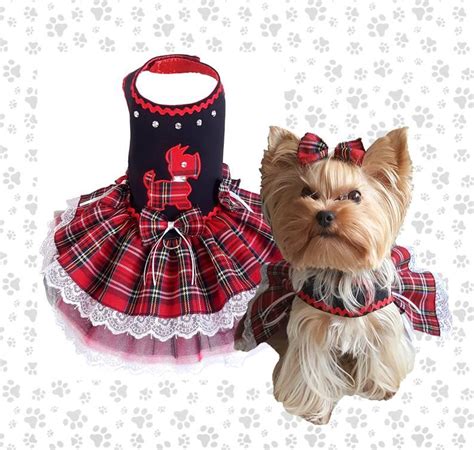 Tartan Dog Dress For Small Dog With Ruffle Tulle Skirts Dog Etsy