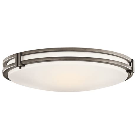Residential ceiling fixtures come in many different shapes, and people have devised many ways to attach them to the ceiling. Kichler 10827OZ Flush Mount Ceiling Fixture