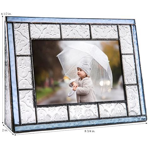 Stained Glass Picture Frame Blue Trims Clear Vintage Home Etsy