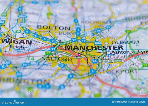 Manchester En Mapa Imagen De Archivo Imagen De Correspondencia 104593081