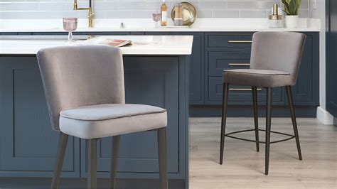 Product titleduhome modern barstools tall bar chairs 30 height button tufted mid back for kitchen bar grey set of 2. Serena Dark Grey Velvet Bar Stool | Bar stools, Elegant ...