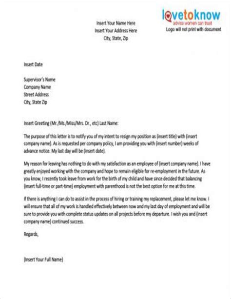 Letter Template For Maternity Leave