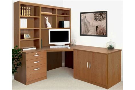 Small Office Corner Desk Set With 3 Drawers Cupboard And Hutch Bookcases
