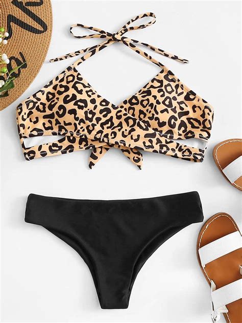 Cross Wrap Leopard Bikini Set Bikinis Leopard Bikini Bikini Set Hot