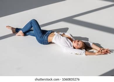 Lovely Blonde Girl Sexy Jeans Shirt Stock Photo Edit Now