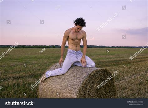 Handsome Shirtless Young Man Posing On Stock Photo 1925476553