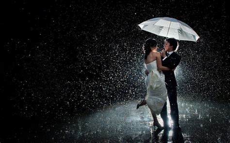 Beautiful Couple In Rain