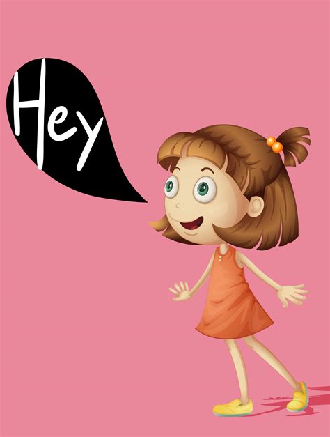 Little Girl Saying Hey 374012 Vector Art At Vecteezy