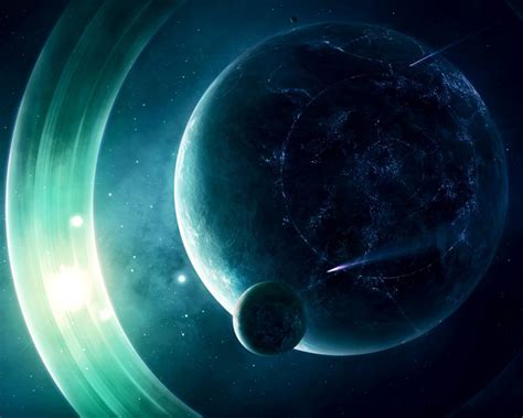 Planetary Rings Digital Art Universe Artwork Moon Planet Space