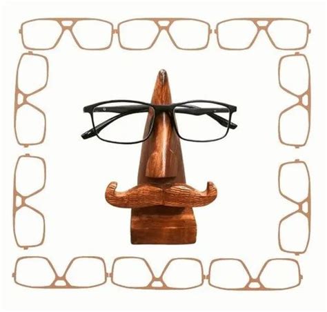 Handmade Wooden Nose Shaped Spectacle Specs Eyeglass Holder Stand At