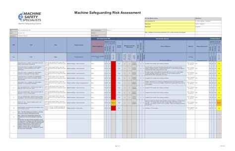 Risk Assessment Spreadsheet — Db