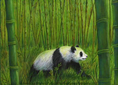 Giant Panda In The Bamboo Forest Acrylic Painting By Thatsqueakycoyote