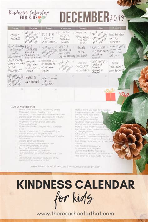 Kindness Calendar For Kids Free Printables Kids Calendar