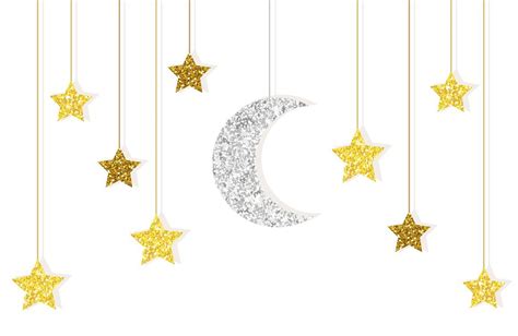 Gold And Silver Moon And Stars Silver Moon Ramadan Kareem Decoration Hanging Stars