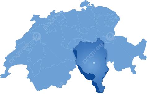 Highlighted Ticino Region On Map Of Switzerland Map Canton Vector