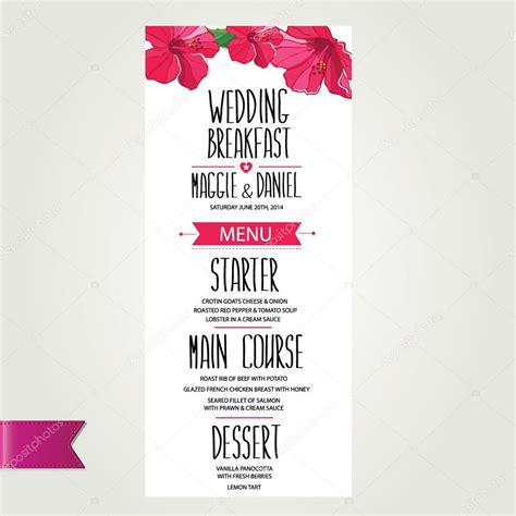 Wedding Menu Template Designvector Illustration Stock Vector By