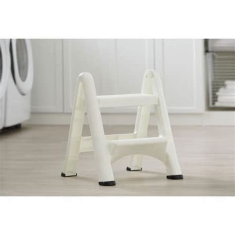 Rubbermaid Ez Two Step Durable Folding Plastic Ladder Step Stool White