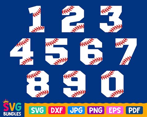 Baseball Numbers Svg Softball Numbers Svg Cut Files White Etsy