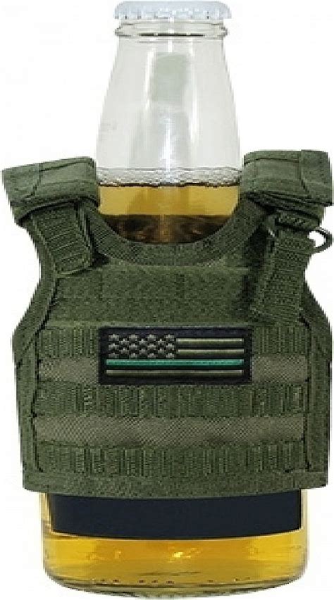 RapDom Thin Green Line Tactical Mini Vest Bottle Koozie Olive Drab