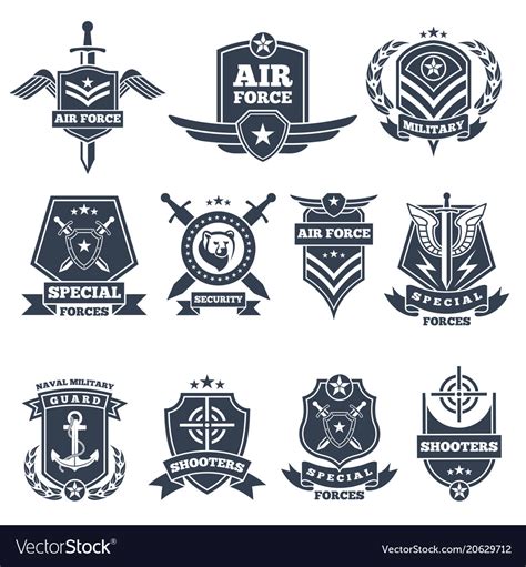 Military Logos And Badges Army Symbols Isolated Vector Image