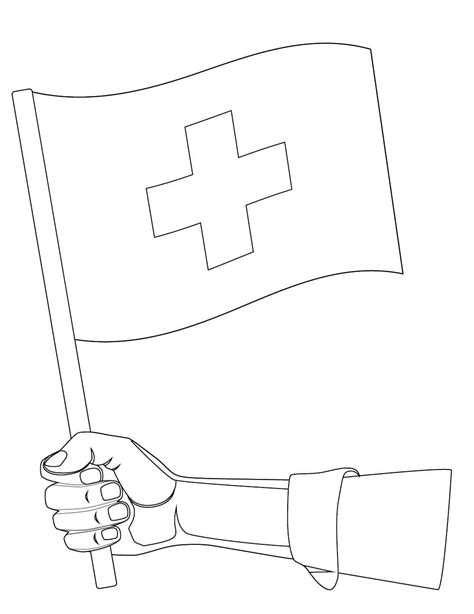 Hand Is Holding Switzerland Flag Coloring Page Download Print Or