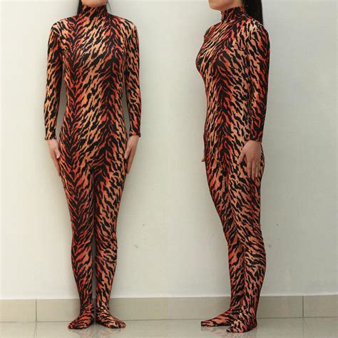 2017 unisex adult tiger stripes lycra spandex zentai costume party bodysuit dancewear catsuit