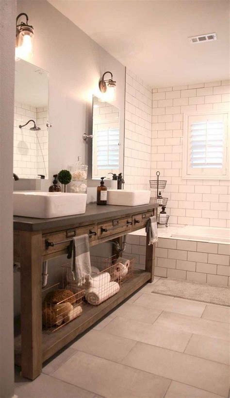 70 Awesome Farmhouse Rustic Master Bathroom Remodel Ideas