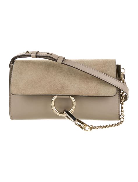 Chloé Mini Faye Leather Crossbody Bag Grey Mini Bags Handbags