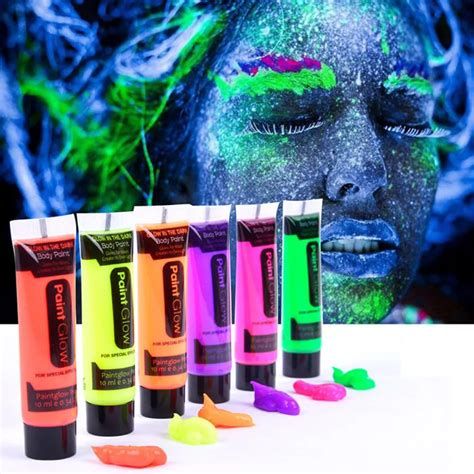 Buy 6 Colors Glow In Dark Body Art Paint 10ml Uv Glow