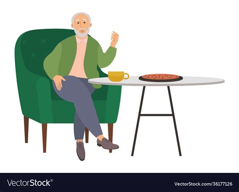Old Man Eating In Dining Room Royalty Free Vector Image