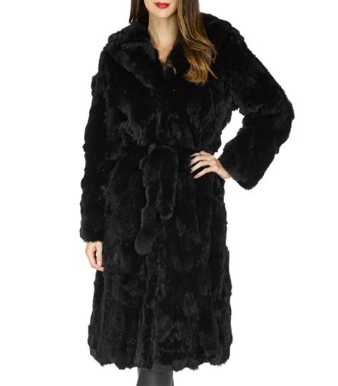 Black Fur Coat Mandarin Collar Black Rabbit Fur Ph