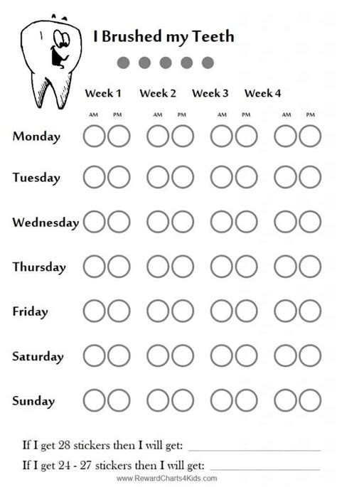 Free Printable Teeth Brushing Chart Instant Download