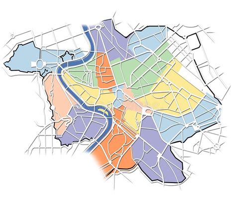 Mapa De Roma Com Os Distritos Ilustração Stock Ilustração De Curso