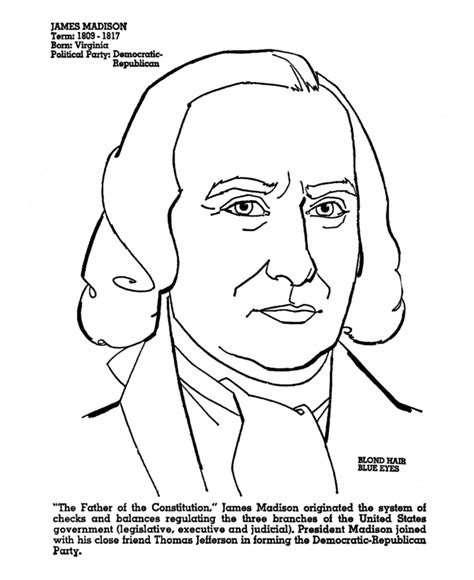 Usa Printables James Madison Coloring Fourth President Of The United