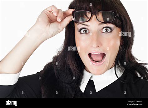 Crazy Beautiful Woman Wearing Glasses Hi Res Stock Photography And