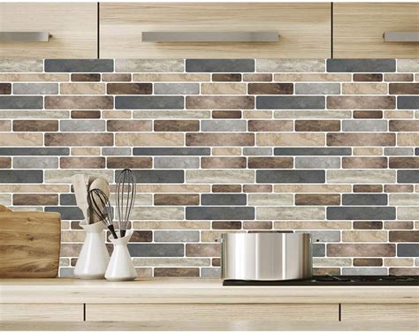 Self Adhesive Kitchen Backsplash Marble Look Decorative Tiles 10 Tiles