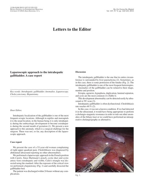 Pdf Laparoscopic Approach To The Intrahepatic Gallbladder A Case Report